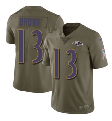 Nike Ravens #13 John Brown Olive Youth Stitched NFL Limited 2017 Salute to Service Jersey