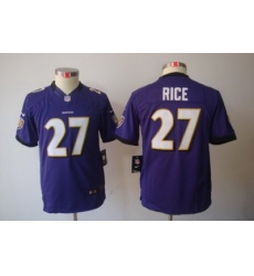 Nike Youth Baltimore Ravens #27 Rice Purple Color[Youth Limited Jerseys]