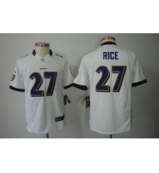 Nike Youth Baltimore Ravens #27 Rice White Color[Youth Limited Jerseys]