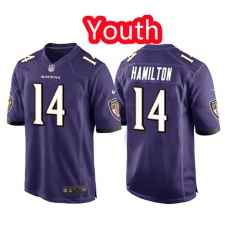 Youth Baltimore Ravens 14 Kyle Hamilton Purple Stitched Jersey