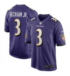 Youth Baltimore Ravens 3 Odell Beckham Jr  Purple Stitched Game Jersey