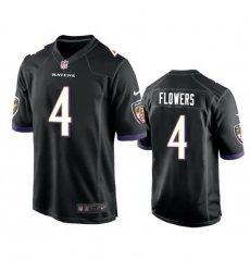 Youth Baltimore Ravens 4 Zay Flowers Black Stitched Game Jersey