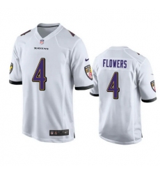 Youth Baltimore Ravens 4 Zay Flowers White Stitched Game Jersey