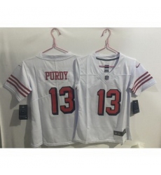 Youth Nike 49ers 13 Brock Purdy White Throwback Vapor Limited Jersey
