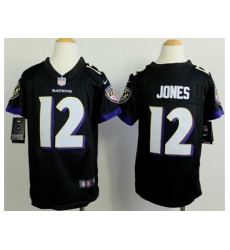 Youth Nike Baltimore Ravens #12 Jacoby Jones Black Alternate Stitched NFL New Elite Jersey
