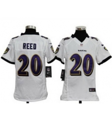 Youth Nike Baltimore Ravens #20 Ed Reed White Nike NFL Jerseys