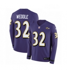 Youth Nike Baltimore Ravens 32 Eric Weddle Limited Purple Therma Long Sleeve NFL Jersey