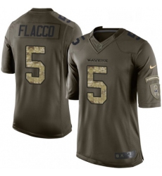 Youth Nike Baltimore Ravens 5 Joe Flacco Elite Green Salute to Service NFL Jersey