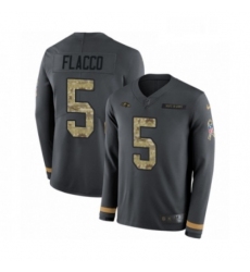 Youth Nike Baltimore Ravens 5 Joe Flacco Limited Black Salute to Service Therma Long Sleeve NFL Jersey