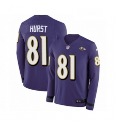 Youth Nike Baltimore Ravens 81 Hayden Hurst Limited Purple Therma Long Sleeve NFL Jersey