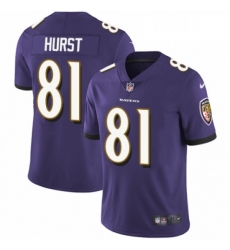 Youth Nike Baltimore Ravens 81 Hayden Hurst Purple Team Color Vapor Untouchable Limited Player NFL Jersey