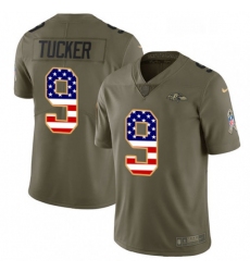 Youth Nike Baltimore Ravens 9 Justin Tucker Limited OliveUSA Flag Salute to Service NFL Jersey