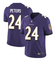 Youth Ravens 24 Marcus Peters Purple Team Color Stitched Football Vapor Untouchable Limited Jersey