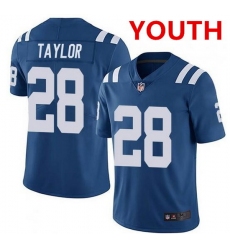 Youth indianapolis colts 28 jonathan taylor blue stitched nike jersey 