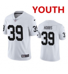 Youth las Vegas Raiders 39 Nate Hobbs white vapor limited jersey 