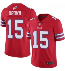Bills 15 John Brown Red Men Stitched Football Limited Rush Jersey