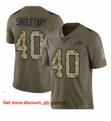 Bills 40 Devin Singletary Olive Camo Men Stitched Football Limited 2017 Salute To Service Jersey