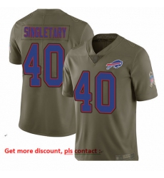 Bills 40 Devin Singletary Olive Men Stitched Football Limited 2017 Salute To Service Jersey