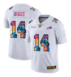 Buffalo Bills 14 Stefon Diggs Men White Nike Multi Color 2020 NFL Crucial Catch Limited NFL Jersey