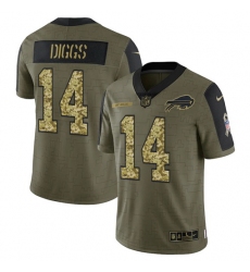 Men Buffalo Bills 14 Stefon Diggs 2021 Salute To Service Olive Camo Limited Stitched Jersey