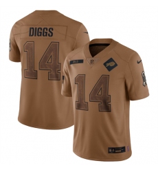 Men Buffalo Bills 14 Stefon Diggs 2023 Brown Salute To Service Limited Stitched Jersey