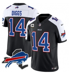 Men Buffalo Bills 14 Stefon Diggs Black White 2023 F U S E  New York Patch And 3 Star C Patch Vapor Untouchable Limited Stitched Football JerseyS