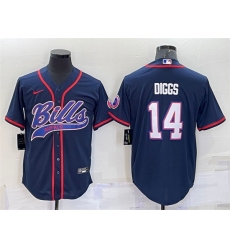 Men Buffalo Bills 14 Stefon Diggs Navy With Patch Cool Base Stitched Baseb