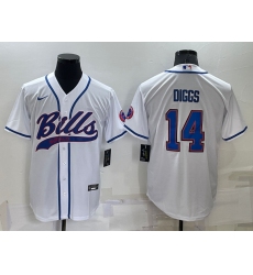Men Buffalo Bills 14 Stefon Diggs White Cool Base Stitched Baseball Jersey
