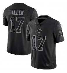 Men Buffalo Bills 17 Josh Allen Black Reflective Limited Stitched Football Jersey