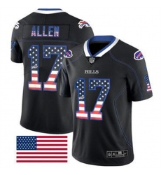 Men Buffalo Bills 17 Josh Allen Black USA Flag Fashion Limited Stitched Jersey