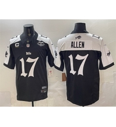 Men Buffalo Bills 17 Josh Allen Black White 2025 F U S E   27Gothic Cold Front Edition 27 With Farewell Patch  26 4 Star C Patch Vapor Limited Stitched Foo