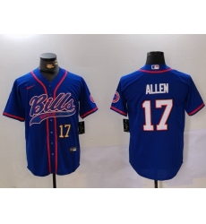 Men Buffalo Bills 17 Josh Allen Blue Team Cool Base Stitched Baseball Jersey 3