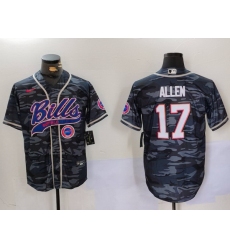 Men Buffalo Bills 17 Josh Allen Camo Team Cool Base Stitched Baseball Jersey