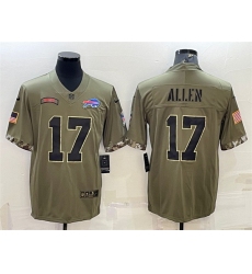 Men Buffalo Bills 17 Josh Allen Olive 2022 Salute To Service Limited Stitched Jersey