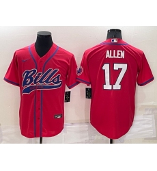 Men Buffalo Bills 17 Josh Allen Red Cool Base Stitched Baseball Jersey