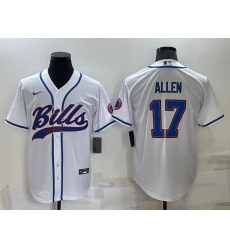 Men Buffalo Bills 17 Josh Allen White Cool Base Stitched Baseball Jersey