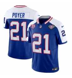 Men Buffalo Bills 21 Jordan Poyer Blue White 2023 F U S E  35th And 75th Patch Throwback Vapor Untouchable Limited Stitched Jersey