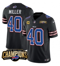 Men Buffalo Bills 40 Von Miller Black 2023 F U S E  AFC East Champions With 4 Star C Ptach Stitched Football Jersey
