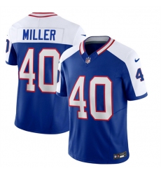 Men Buffalo Bills 40 Von Miller Blue White 2023 F U S E  Throwback Vapor Untouchable Limited Stitched Jersey