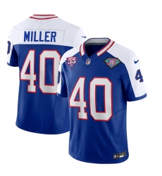 Men Buffalo Bills 40 Von Miller Blue White 35th And 75th Patch 2023 F U S E  Throwback Vapor Untouchable Limited Stitched Jersey
