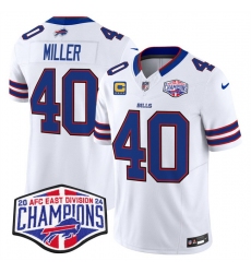 Men Buffalo Bills 40 Von Miller White F U S E  2024 AFC East Division Champions With 4 Star C Ptach Vapor Limited Stitched Football Jersey