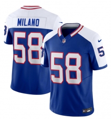Men Buffalo Bills 58 Matt Milano Blue White 2023 F U S E  Throwback Vapor Untouchable Limited Stitched Jersey