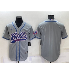 Men Buffalo Bills Blank Gray Cool Base Stitched Baseball Jersey