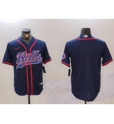 Men Buffalo Bills Blank Navy Team Cool Base Stitched Baseball Jersey 1