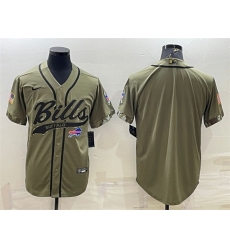 Men Buffalo Bills Blank Olive Salute To Service Cool Base Stitched Baseball Jersey