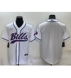 Men Buffalo Bills Blank White Cool Base Stitched Baseball Jersey