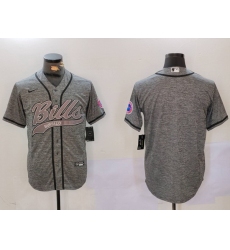 Men Buffalo Bills Grey Team Blank Cool Base Stitched Baseball Jersey 8