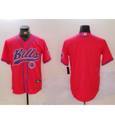 Men Buffalo Bills Red Team Blank Cool Base Stitched Baseball Jersey 2