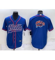 Men Buffalo Bills Royal Team Big Logo With Patch Cool Base Stitched Baseball Jersey
