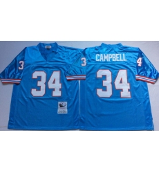 Men Oilers 34 Earl Campbell Blue M&N Throwback Jersey